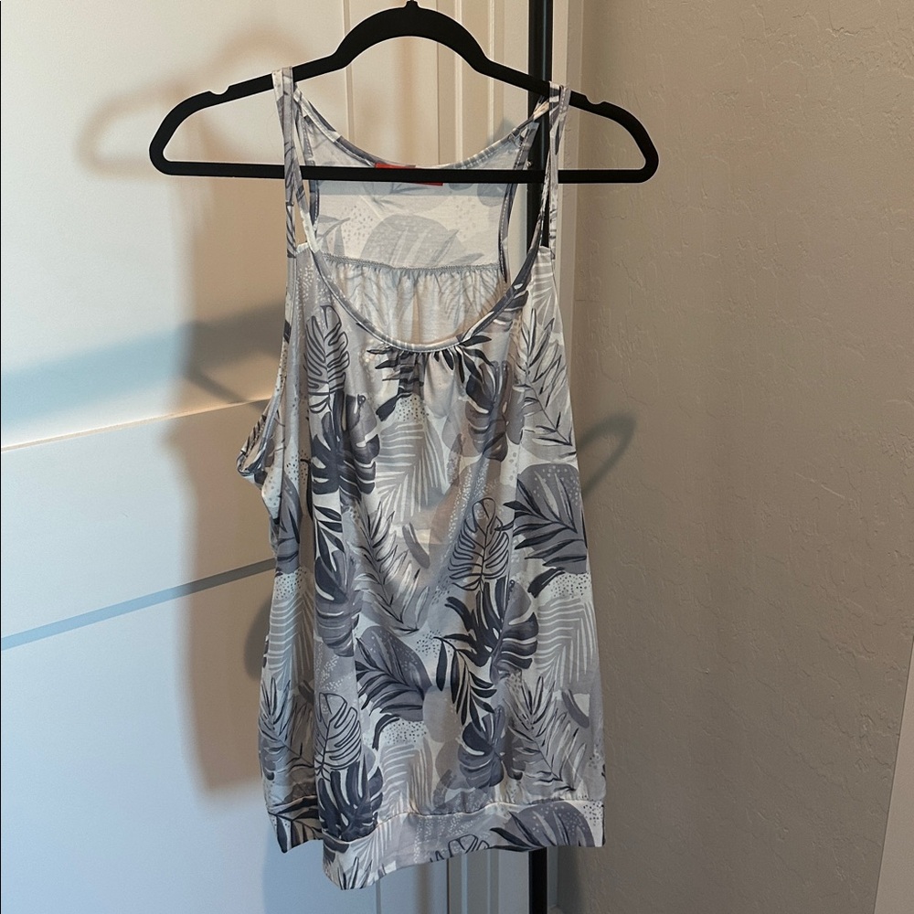 Tropical Leaf Print Tank Top